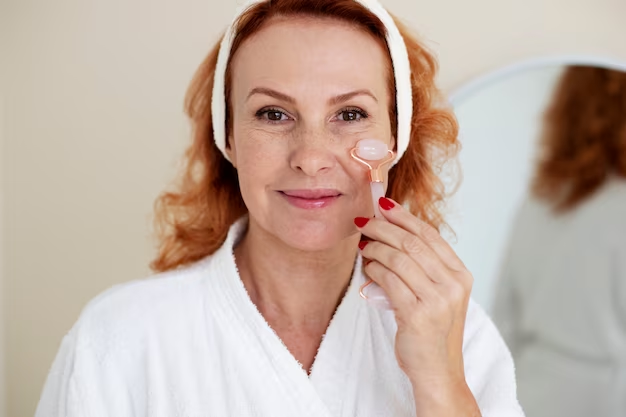 Dermatologist recommended skin care routine for 50s - woman applying anti-aging serum